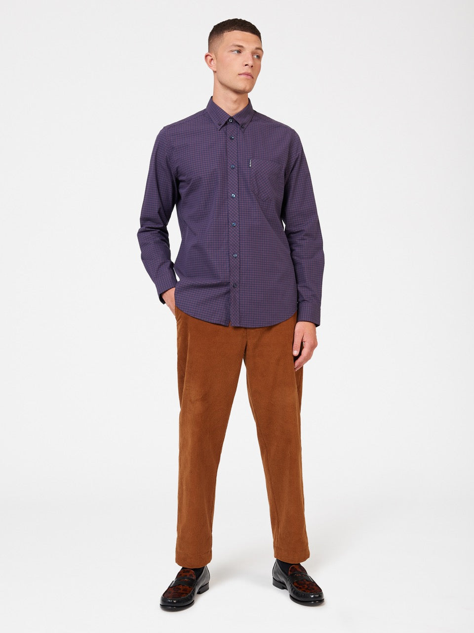 Chemises Ben Sherman Signature Gingham Long-Sleeve Violette | OCV-85575130